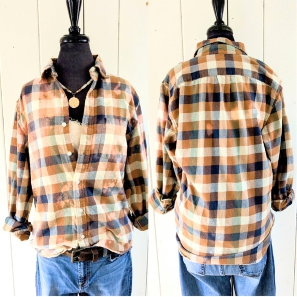 J. Crew Distressed "Boyfriend" Flannel sz S